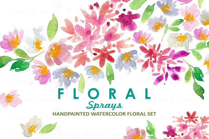 Floral Sprays-Watercolor Clip Art ~ Illustrations on Creative Market