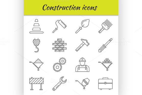 Outline Icons Set Construction Outline Icons Set Construction