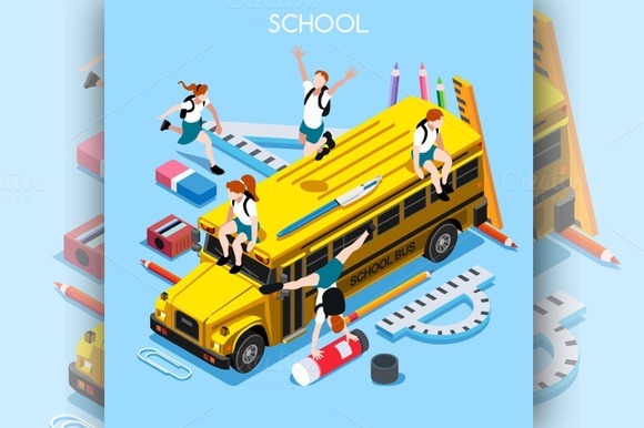 School Bus And Chancellery Set School Bus And Chancellery Set