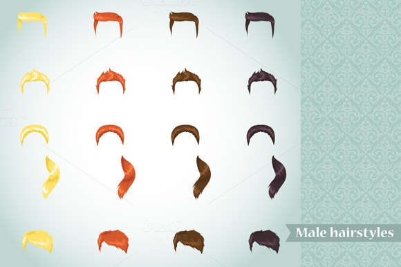 Vector Set Of Male Hairstyles Vector Set Of Male Hairstyles