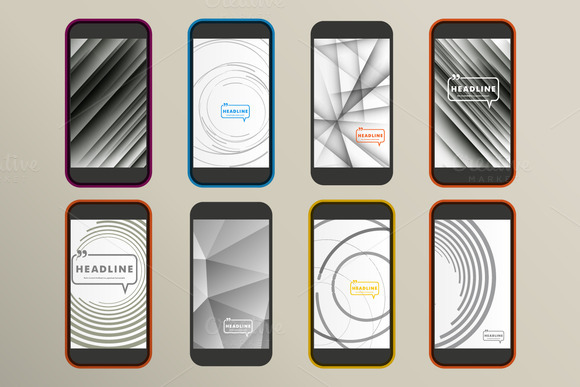 Set Of 8 Abstract Design For Phone Set Of 8 Abstract Design For Phone