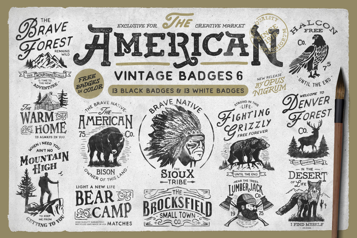  American  Vintage  Badges 6 Logo  Templates on Creative Market
