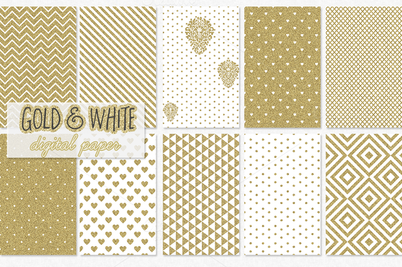 Gold And White Digital Paper Pattern Gold And White Digital Paper Pattern