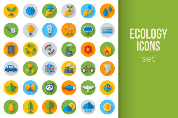 Eco Icons On Circles