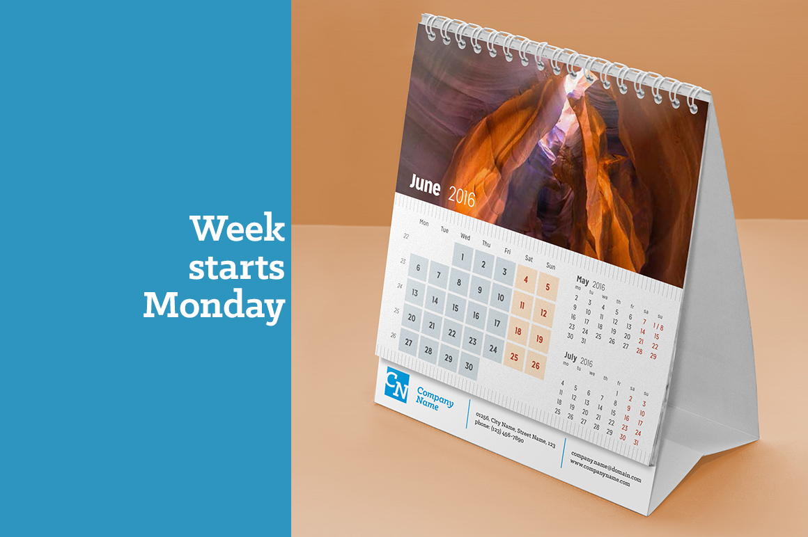 Desk Calendar 2016 (DC04) Stationery Templates on Creative Market