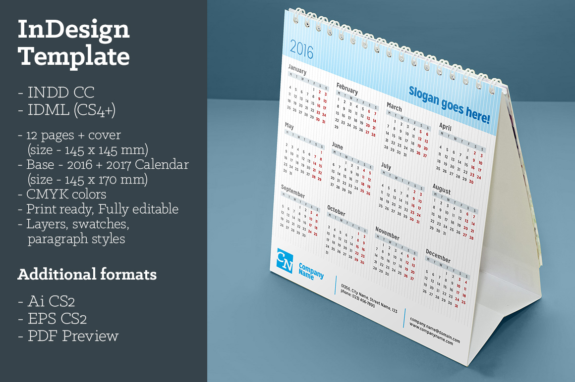 Desk Calendar 2016 (DC04) Stationery Templates on Creative Market