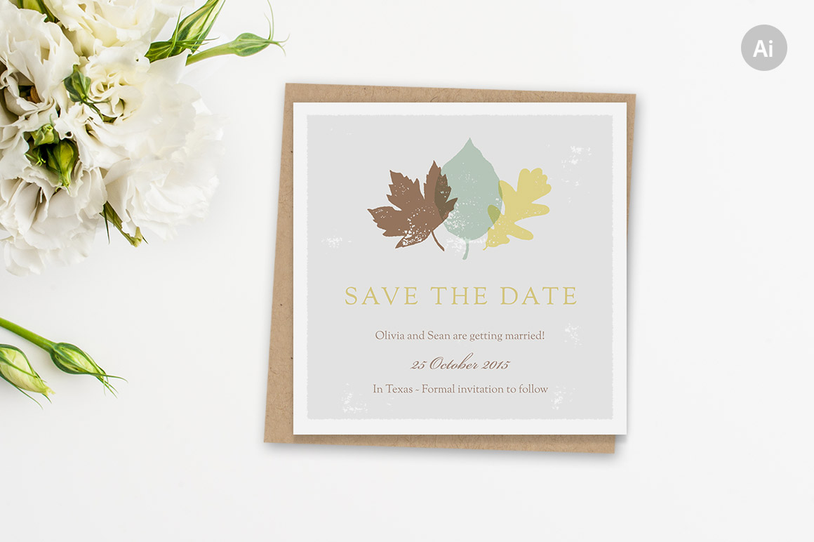 Autumn Save The Date Template Stationery Templates On Creative Market Fall Save The Date Templates Free