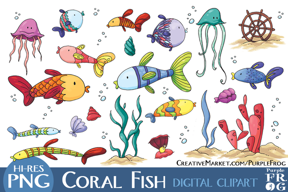 CORAL FISH Digital Clipart