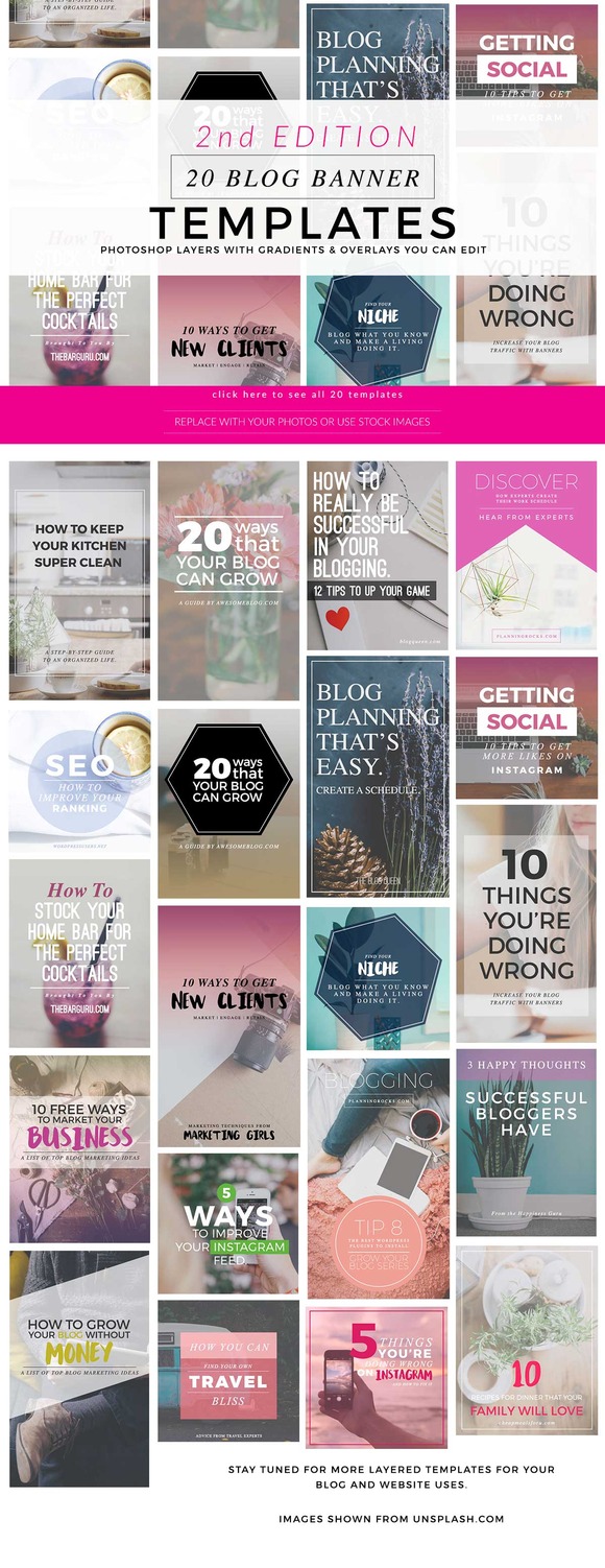 Blog Instagram Pinterest Banners 2 ~ Web Elements on ...