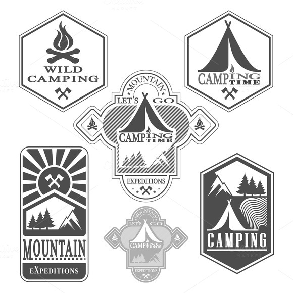 Set Of Vintage Woods Camp Badges Set Of Vintage Woods Camp Badges