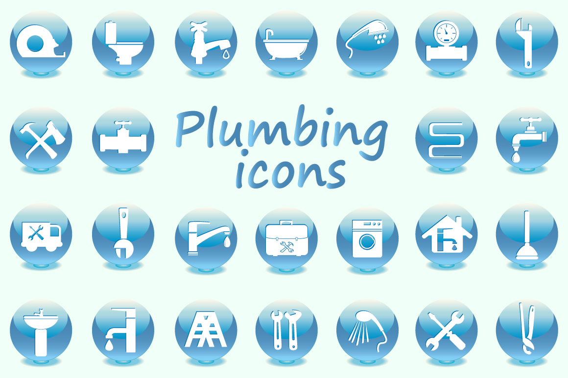 Plumbing Icons Flat Design ~ Graphics on Creative Market