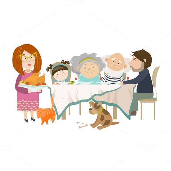 Portrait Of Family Sitting At Table Portrait Of Family Sitting At Table