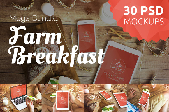 30 PSD Farm Breakfast Mockups 30 PSD Farm Breakfast Mockups