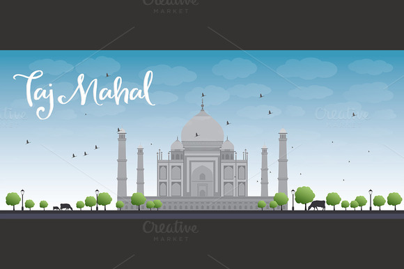 Taj Mahal With Trees And Cows Taj Mahal With Trees And Cows