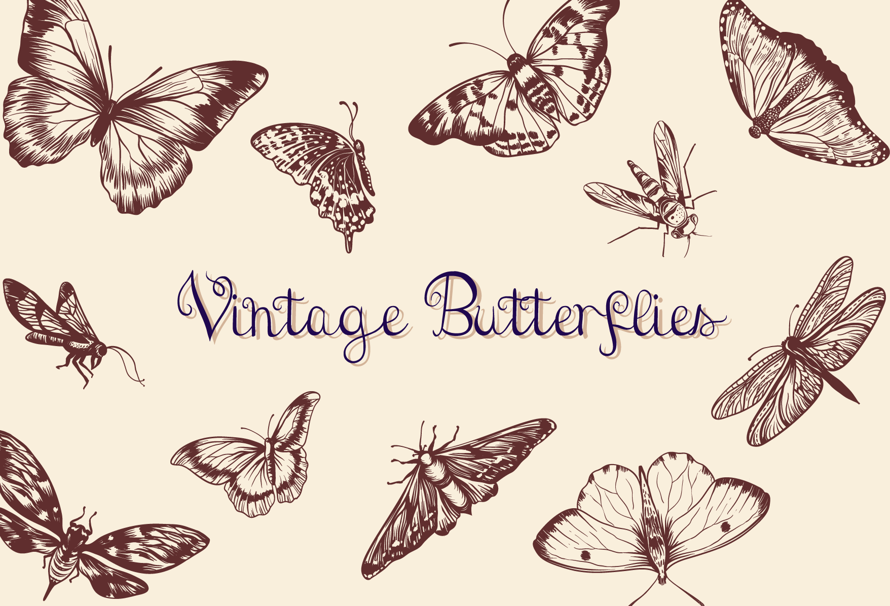 Vintage Butterflies Objects on Creative Market