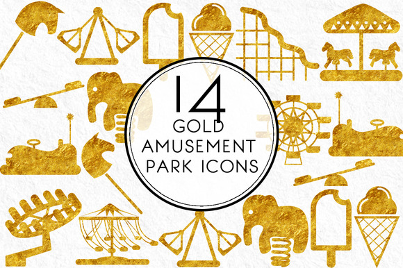 Gold Amusement Park Icons Gold Amusement Park Icons