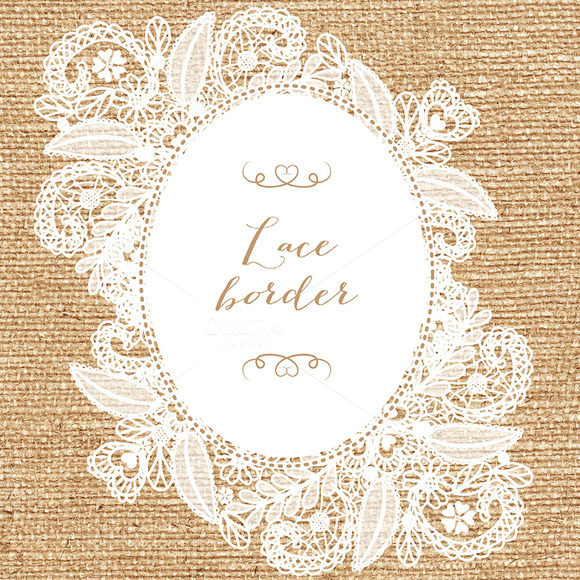 Vector floral lace frame ~ Illustrations on Creative Market