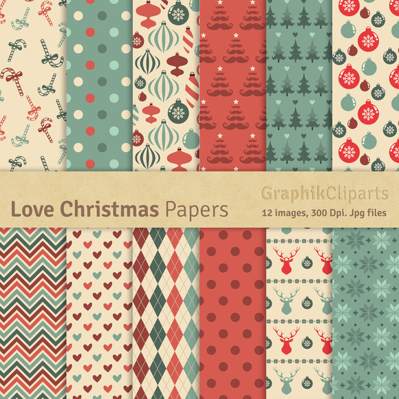 Love Christmas Digital Papers