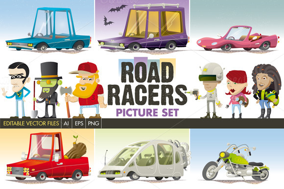 Road Racers Vector Set Road Racers Vector Set