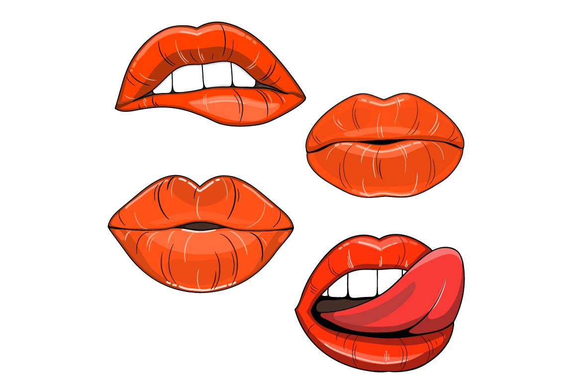 Vector set with sexy lips Graphics on Creative Market