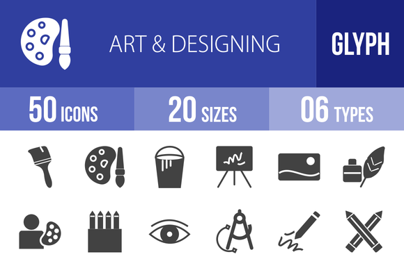 50 Art Designing Glyph Icons 50 Art Designing Glyph Icons
