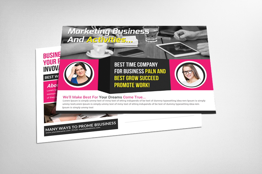 Marketing Business Postcard Template Card Templates On Creative Market Promotional Postcard Template
