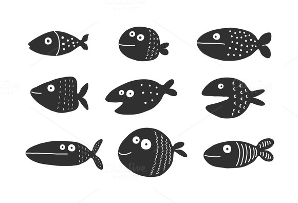 Fish Set Silhouettes