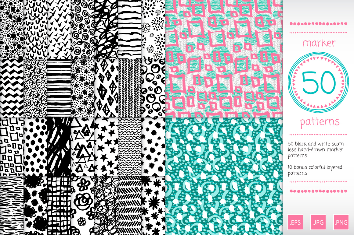 50 marker patterns Patterns on Creative Market