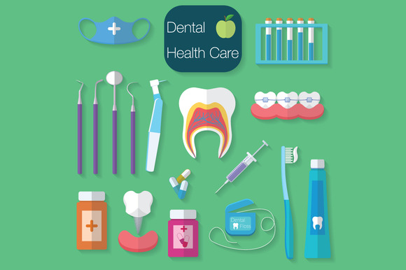 Dental Care Flat Design Vector Icons