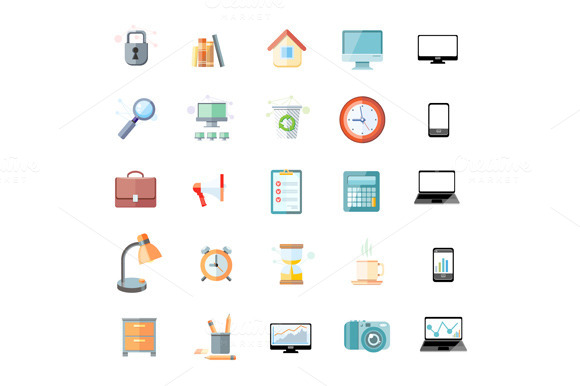Office And Time Management Icon Set Office And Time Management Icon Set