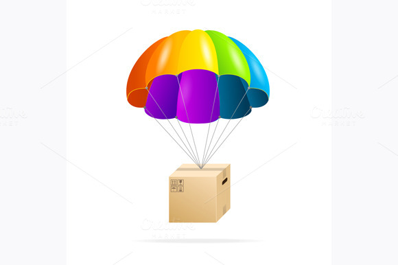 Parachute With Cardboard Box Vector