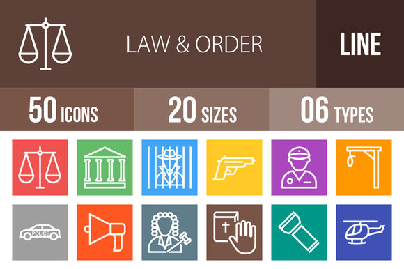 50 Law Order Line Multicolor Icons 50 Law Order Line Multicolor Icons