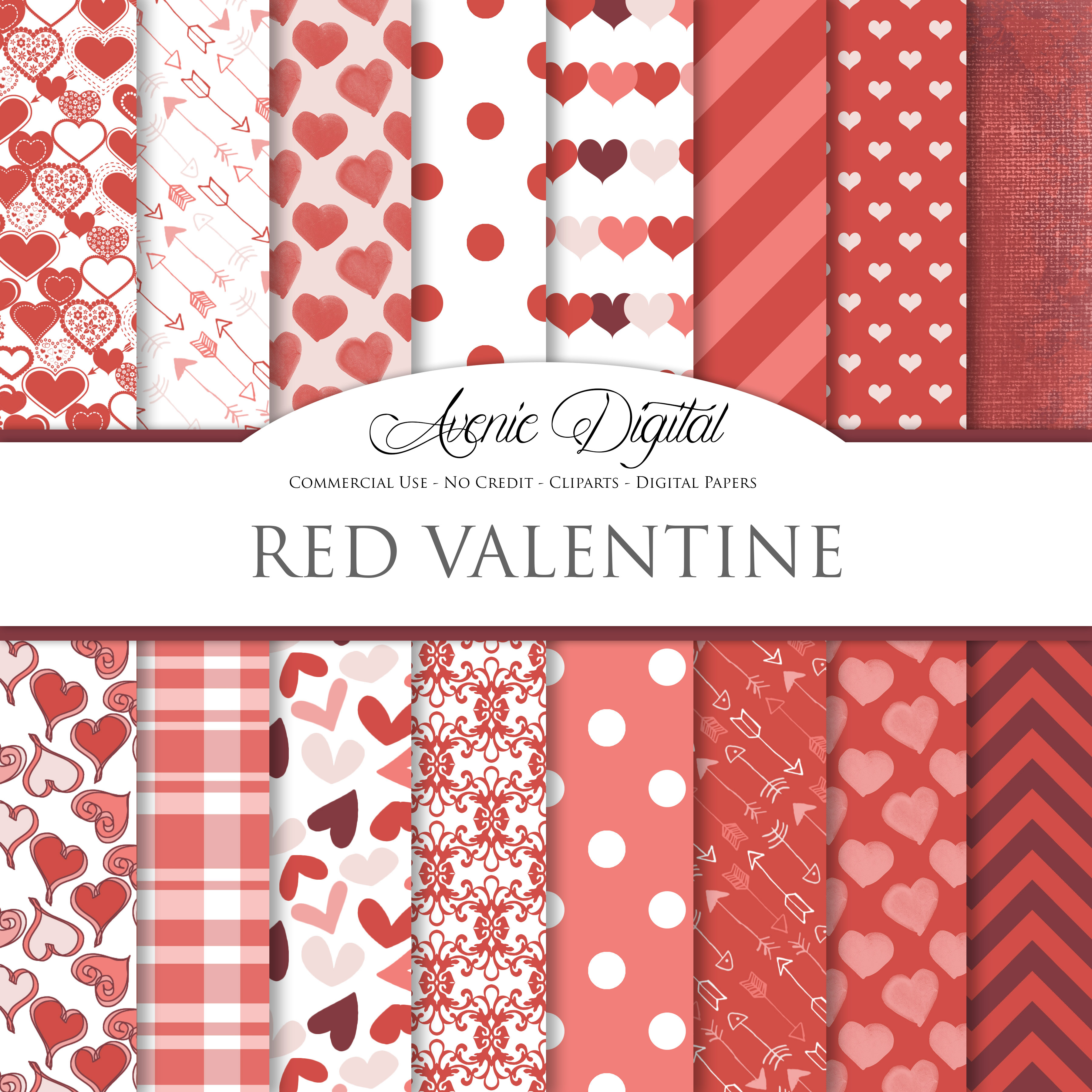 Red Valentines Day Papers ~ Patterns On Creative Market 2329