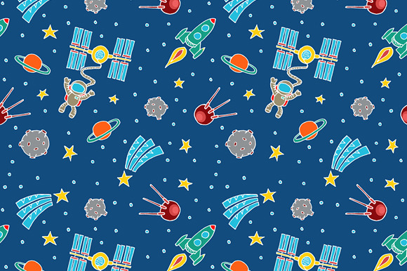 Seamless Space Doodle Pattern