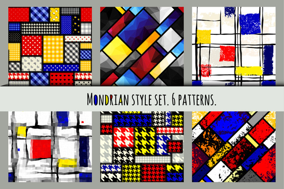 Set Of Patterns In Mondrian Style Set Of Patterns In Mondrian Style