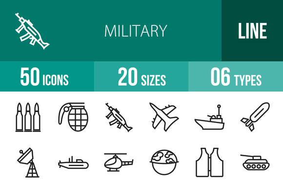 50 Military Line Icons 50 Military Line Icons