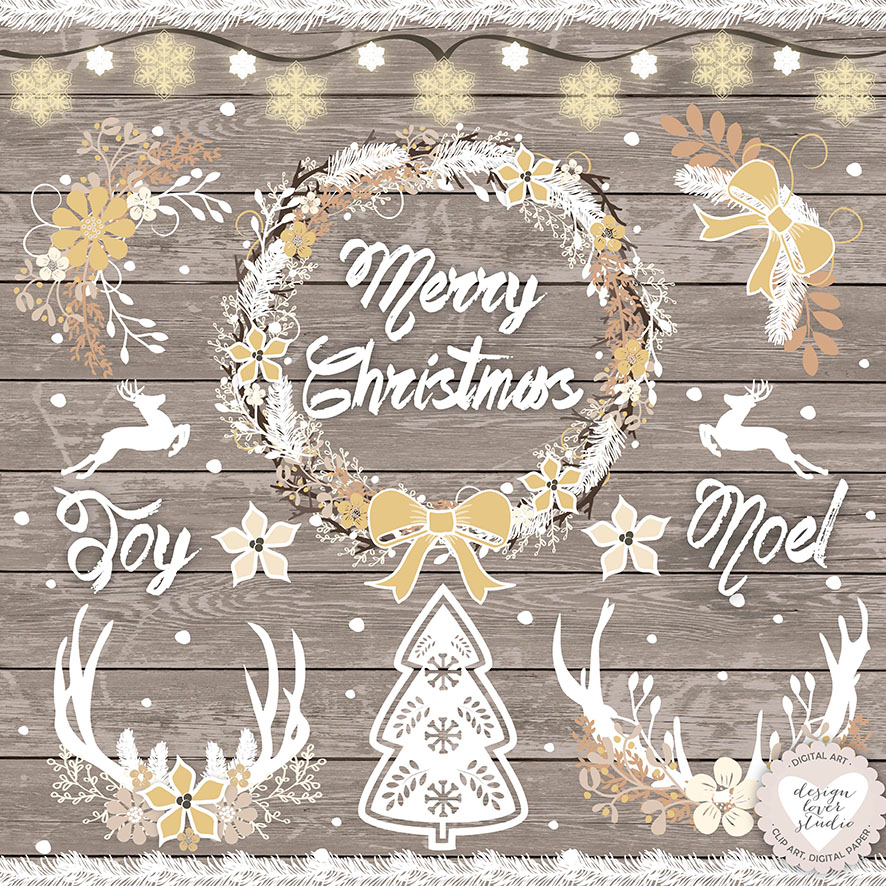 Download Vector Rustic christmas clipart ~ Illustrations on ...