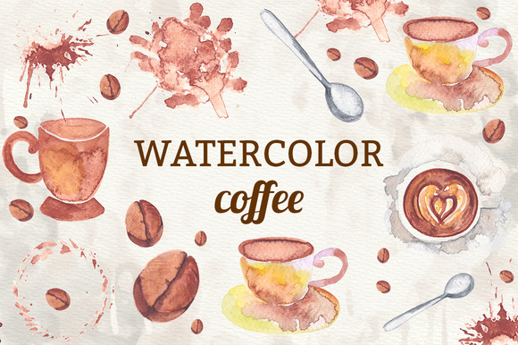 Watercolor Coffee Elements Watercolor Coffee Elements
