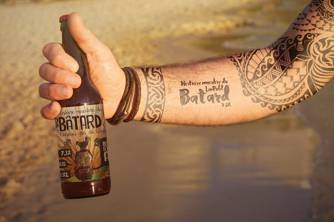 Beer Bottle Tattoo Mockup Product Mockups on Creative