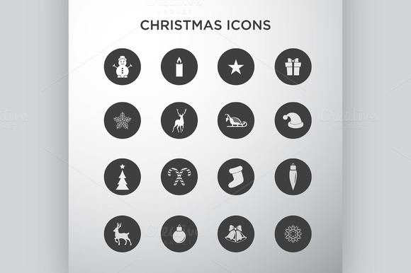 Christmas Icons In Circles Christmas Icons In Circles