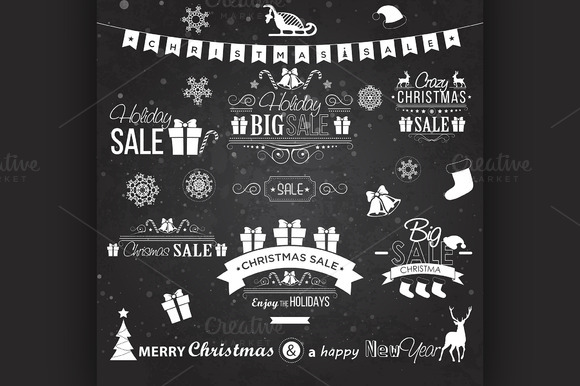Christmas Sale Design Set Labels