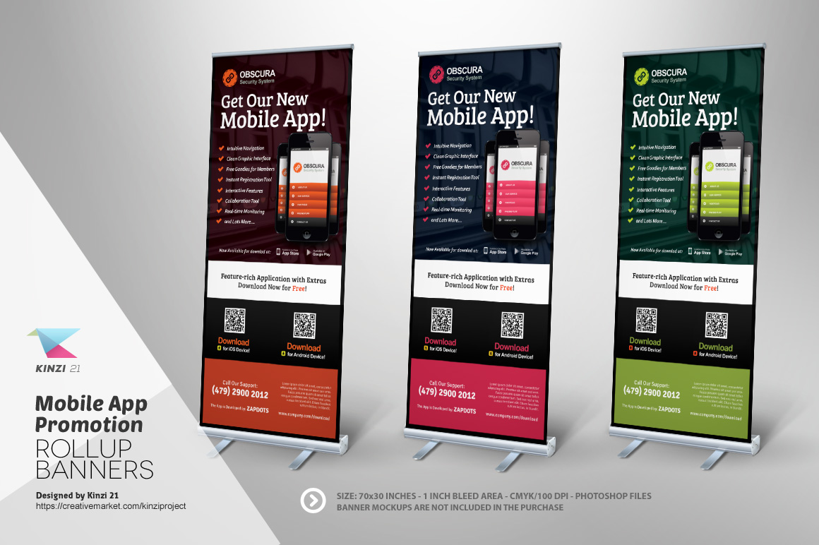 Mobile App Roll up Banner Template Flyer Templates on 