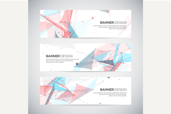 Banners Set With Polygonal Shapes Banners Set With Polygonal Shapes