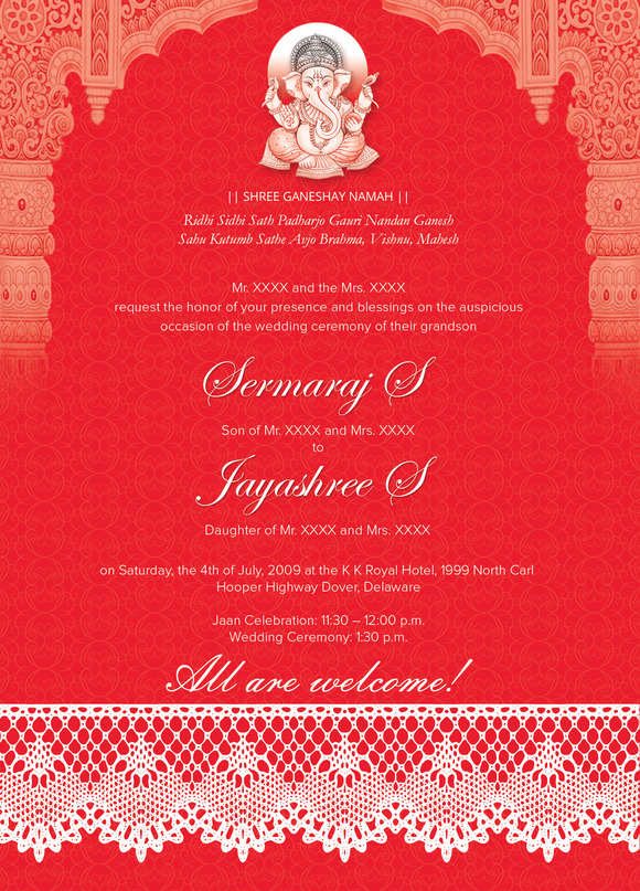 Indian Wedding Card 01 - 3 colors Invitation Templates