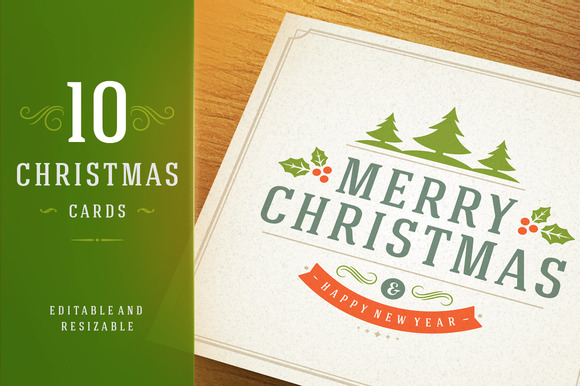 10 Christmas greeting cards   bonus ~ Card Templates on Creative Market