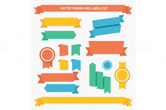 Ribbon And Labels Set Vector Ribbon And Labels Set Vector