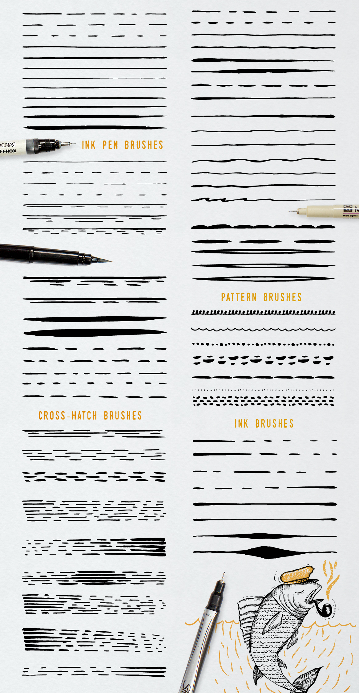 ink pen brush vector