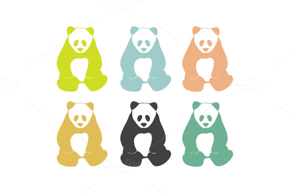 Panda Bears Logo Elements