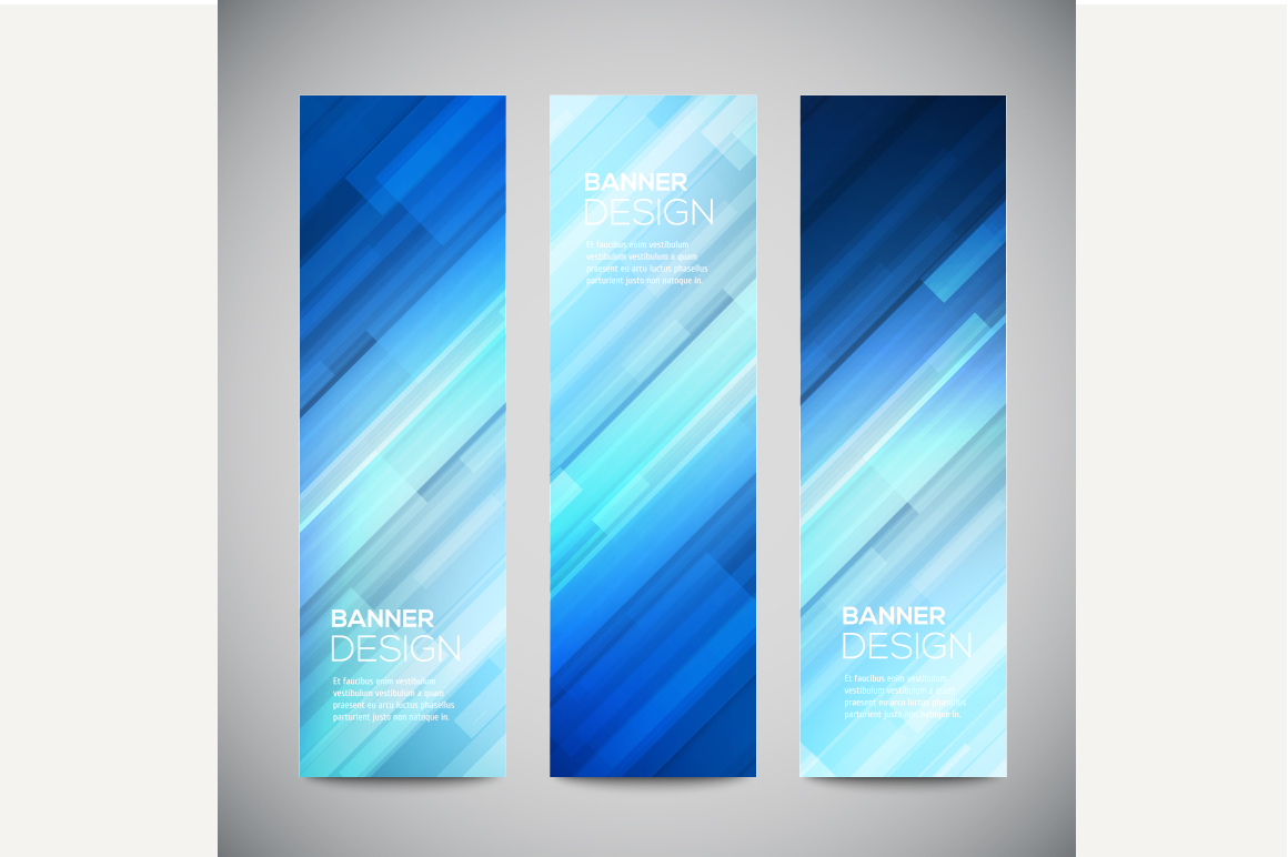  Blue  low poly vector vertical  banner  Graphics on 