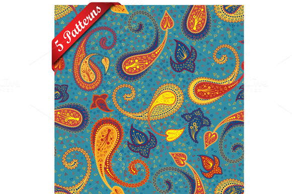 5 Multicolor Seamless Paisley 5 Multicolor Seamless Paisley